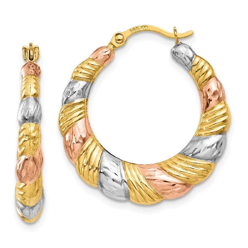 14KT Gold Tri-Color 23X22MM Hoop Earrings