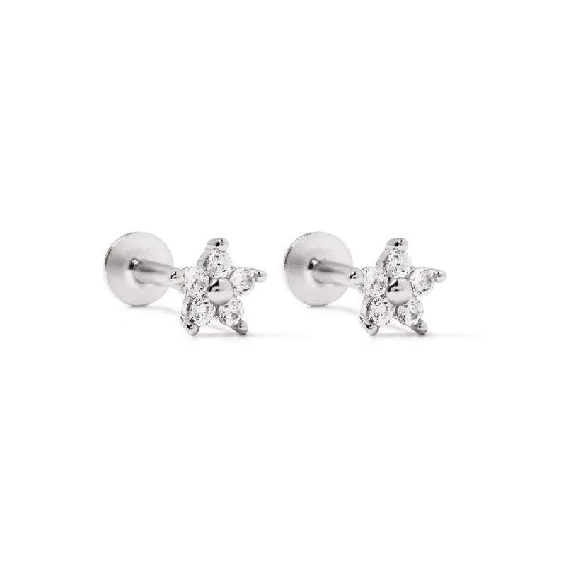 Crystal Flower Flat Back Studs