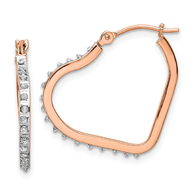 Diamond Fascination Diamond Accent Heart Hoop Earrings in 14KT Rose Gold