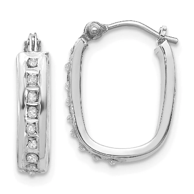 Diamond Fascination Diamond Accent Hinged Hoop Earrings in 14KT White Gold