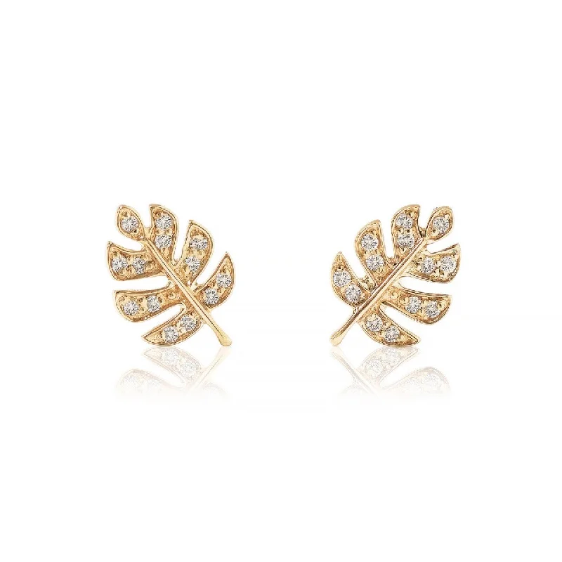 Diamond Monstera Studs