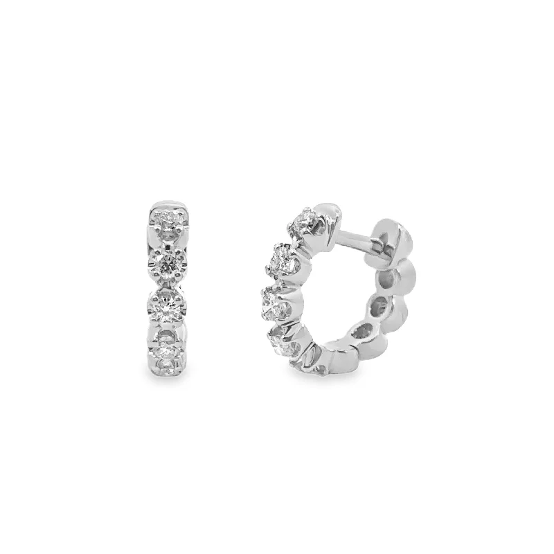 White Gold Diamond Huggie Earrings