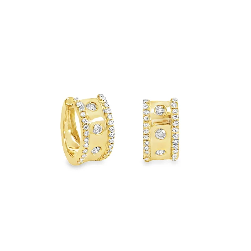 Yellow Gold Diamond Huggie Earrings