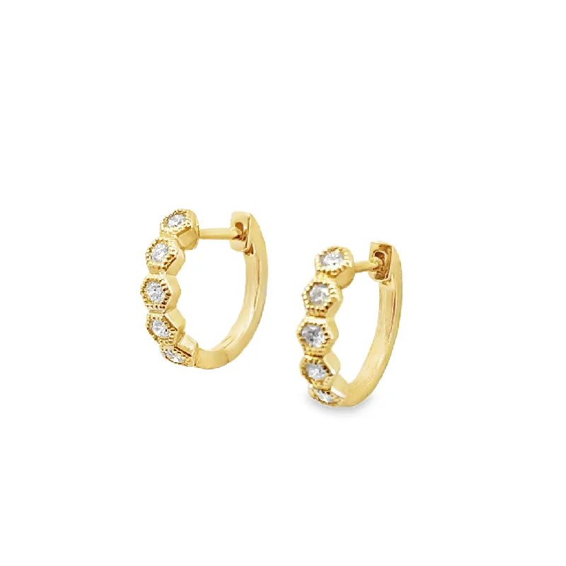 Yellow Gold Diamond Huggie Earrings