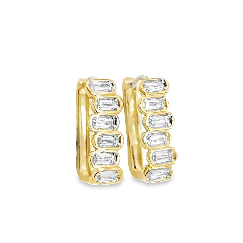 Yellow Gold Diamond Hoop Earrings