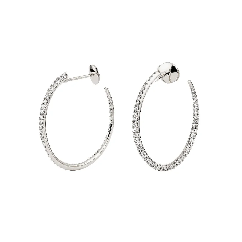 30mm Twisted Creole Diamond Earrings - White Gold