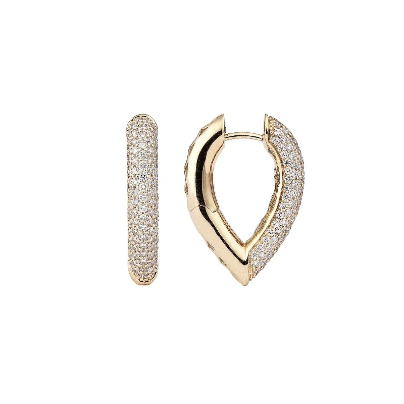 Medium Diamond Drop Link Earrings - Yellow Gold