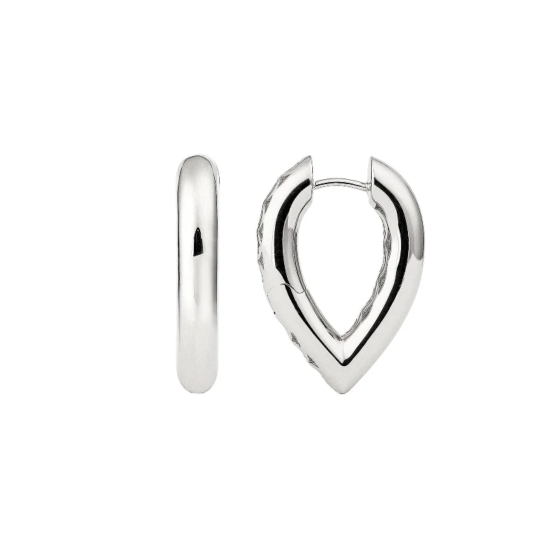 Medium Drop Link Earrings - White Gold