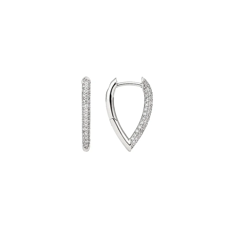 Mini Diamond Drop Link Earrings - White Gold