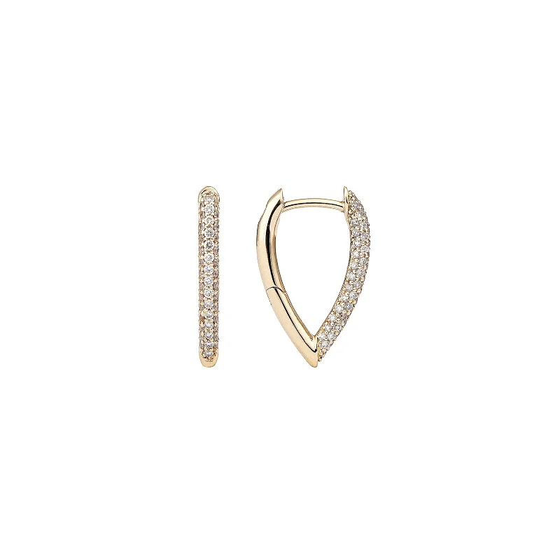 Mini Diamond Drop Link Earrings - Yellow Gold