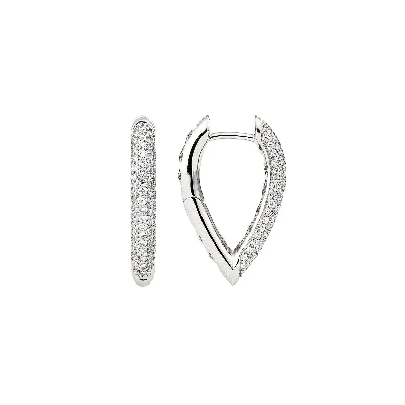 Small Diamond Drop Link Earrings - White Gold