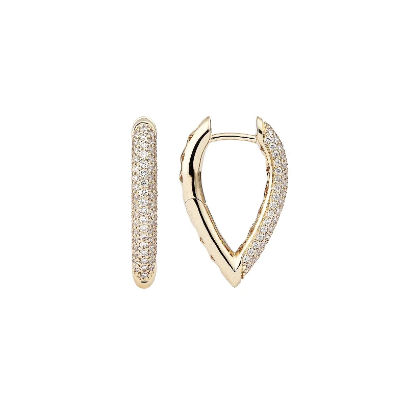 Small Diamond Drop Link Earrings - Yellow Gold