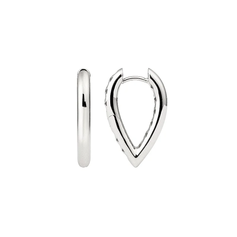 Small Drop Link Earrings - White Gold