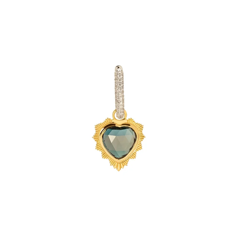 Small Heart Chubby Hoop - London Blue Topaz