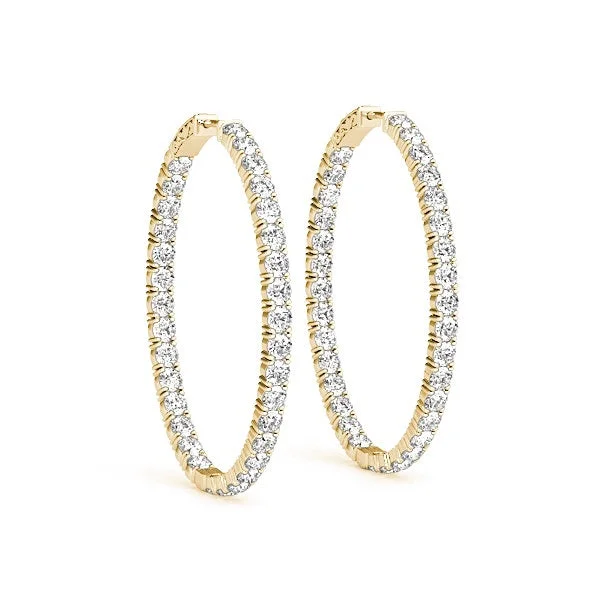 Forevermark Yellow Gold Inside Outside Diamond Hoop Earrings