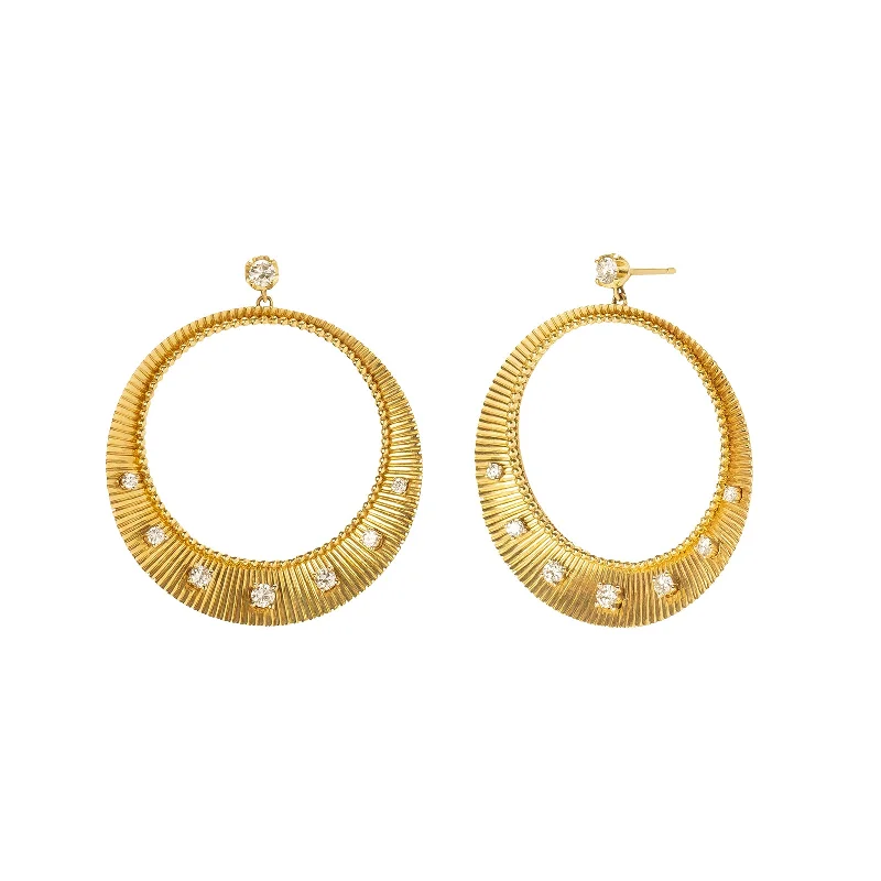 Large Ridge Diamond Hoops