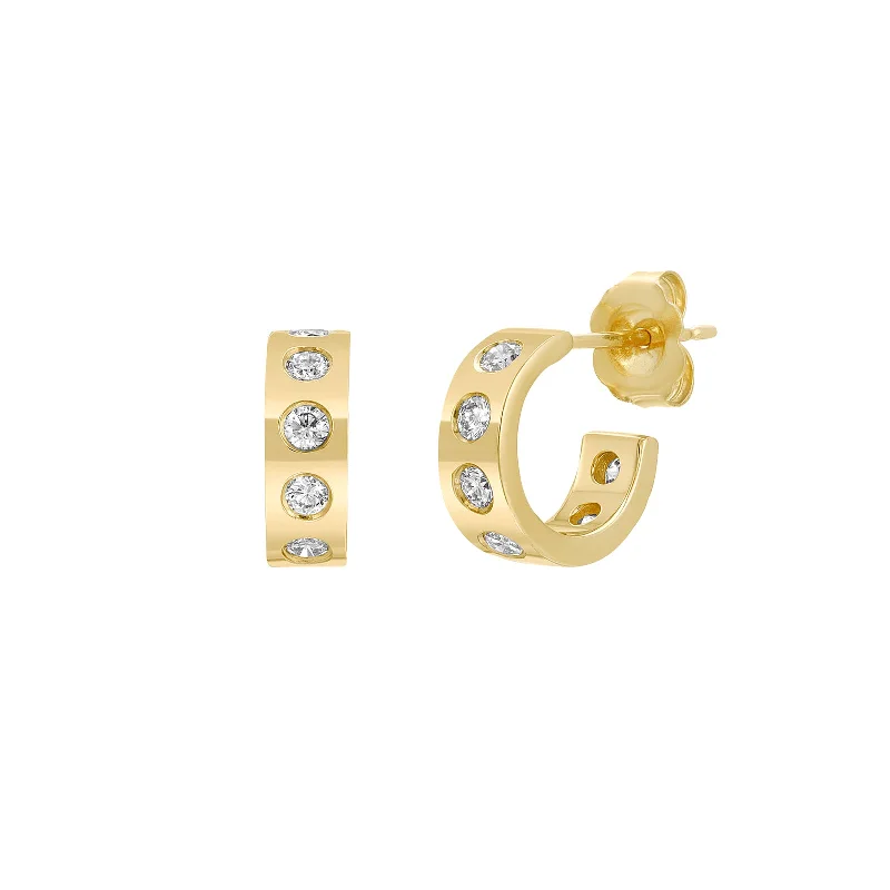 Dotted Diamond Hoop Earrings