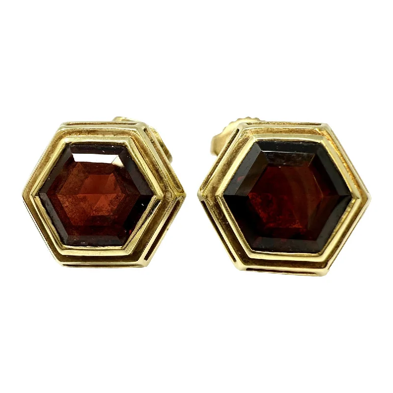 14K Gold Stud Earrings with Garnet