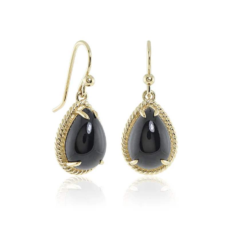 Braided Teardrop Earrings in Black Jade