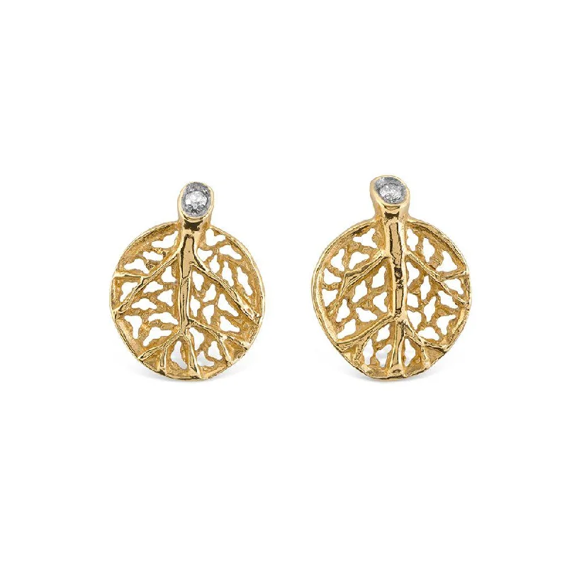 Botanical Leaf Earrings with Diamonds