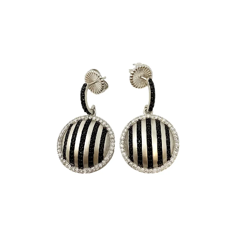 Freida Rothman Industrial Finish Pave Grit Disc Earrings