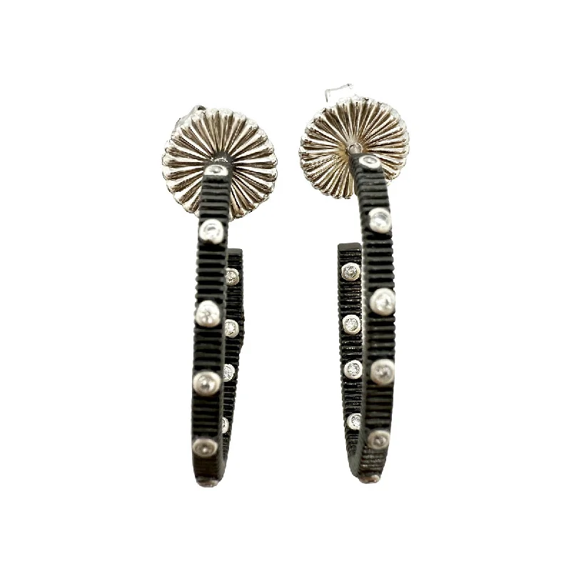 Freida Rothman Industrial Finish Ribbed Metro Hoop Earrings