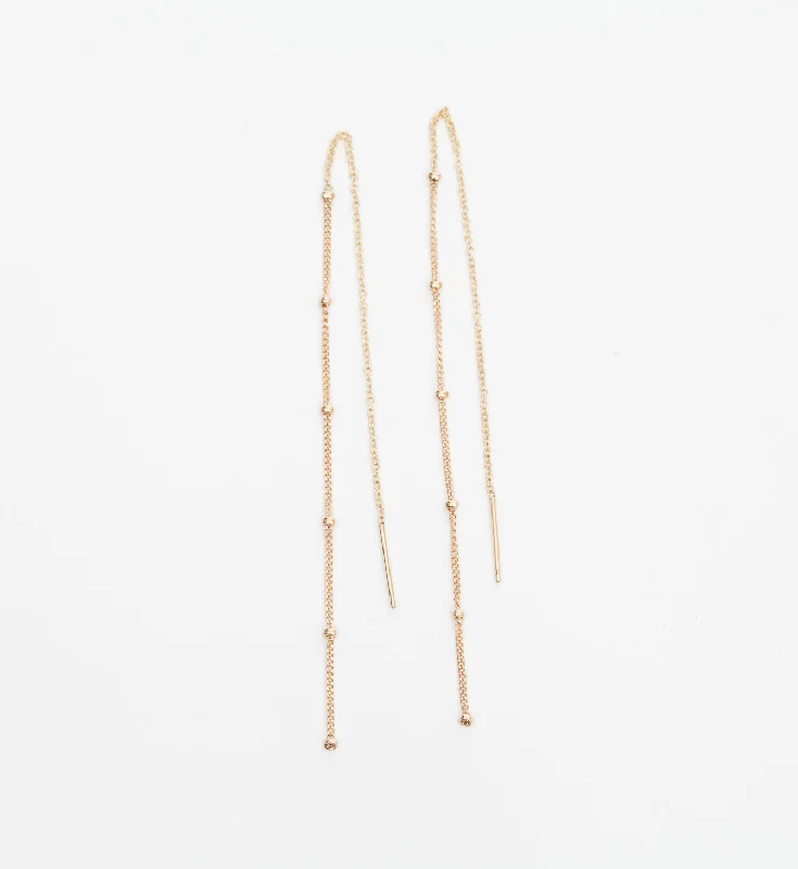 Gold Satellite Chain Threader Earrings