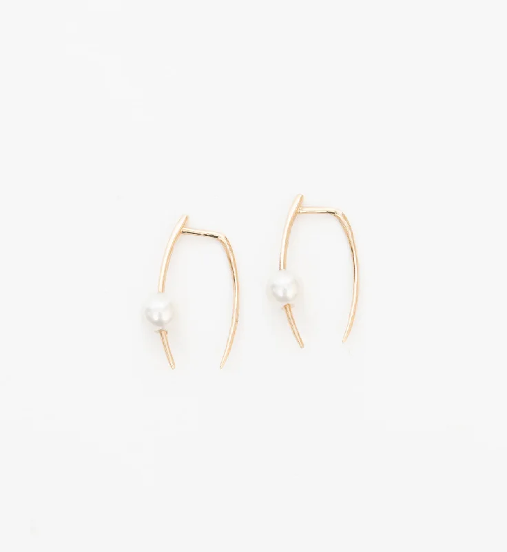 Large Infinite Tusk Earrings with Pearl