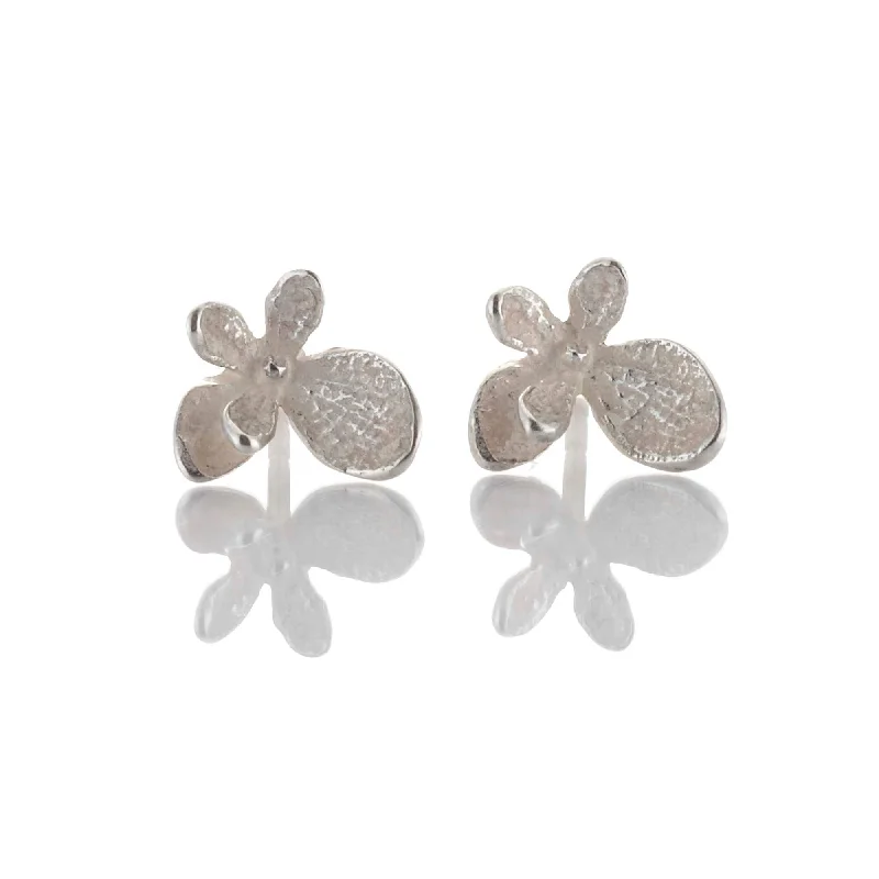 Petite Silver Hydrangea Stud Earrings