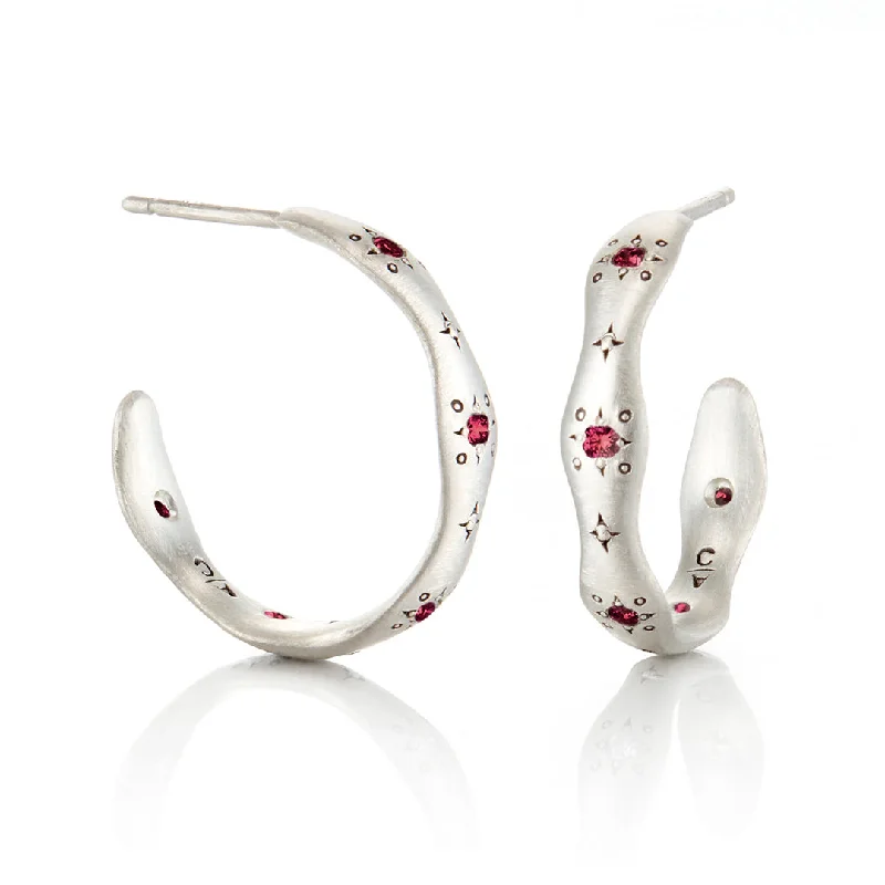 Ruby Wavy Hoop Earrings