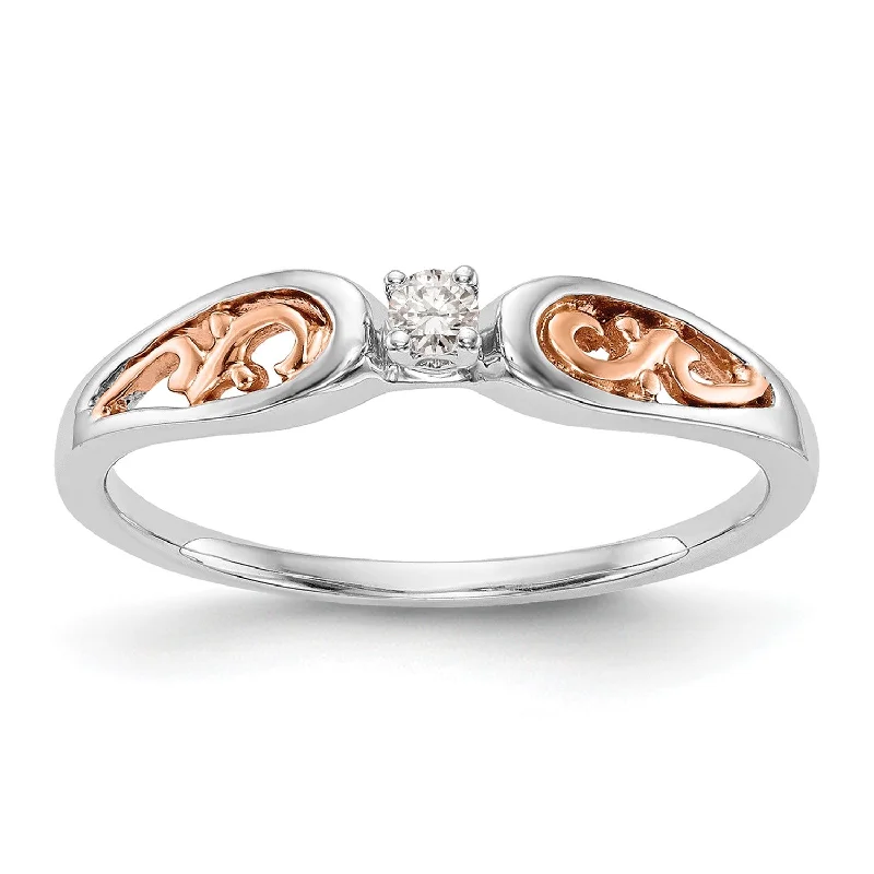 1/20 CTW Diamond Promise Ring in 14KT White and Rose Gold; Size 7