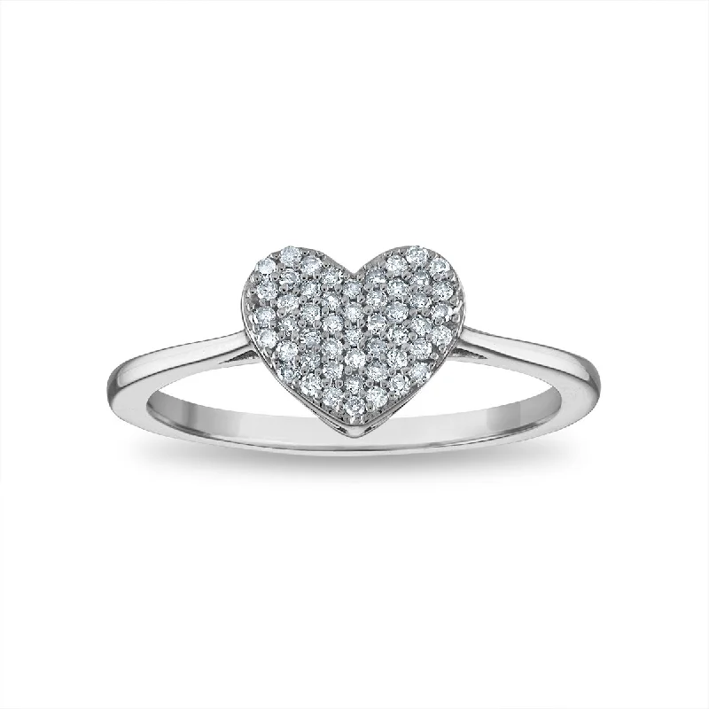 1/5 CTW Diamond Heart Promise Ring in 10KT White Gold