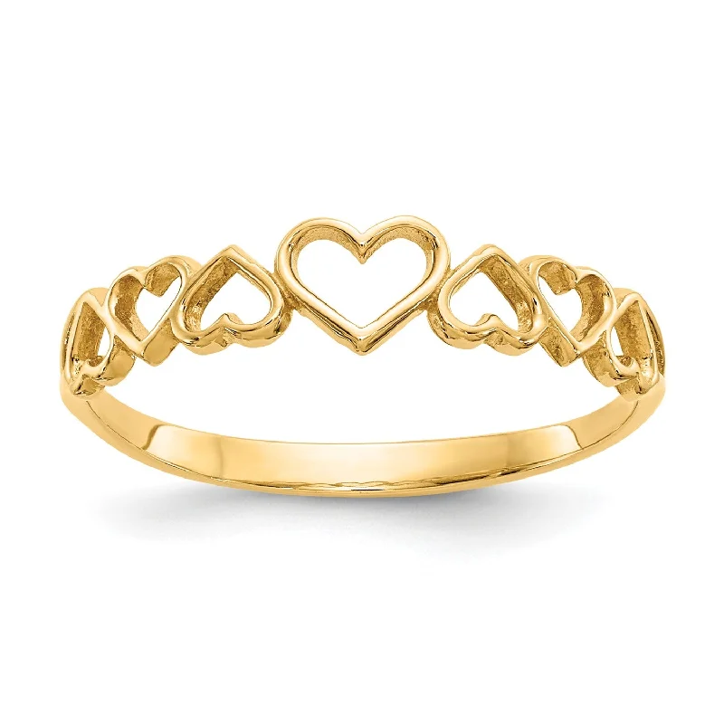 14KT Yellow Gold Heart Ring; Size 7