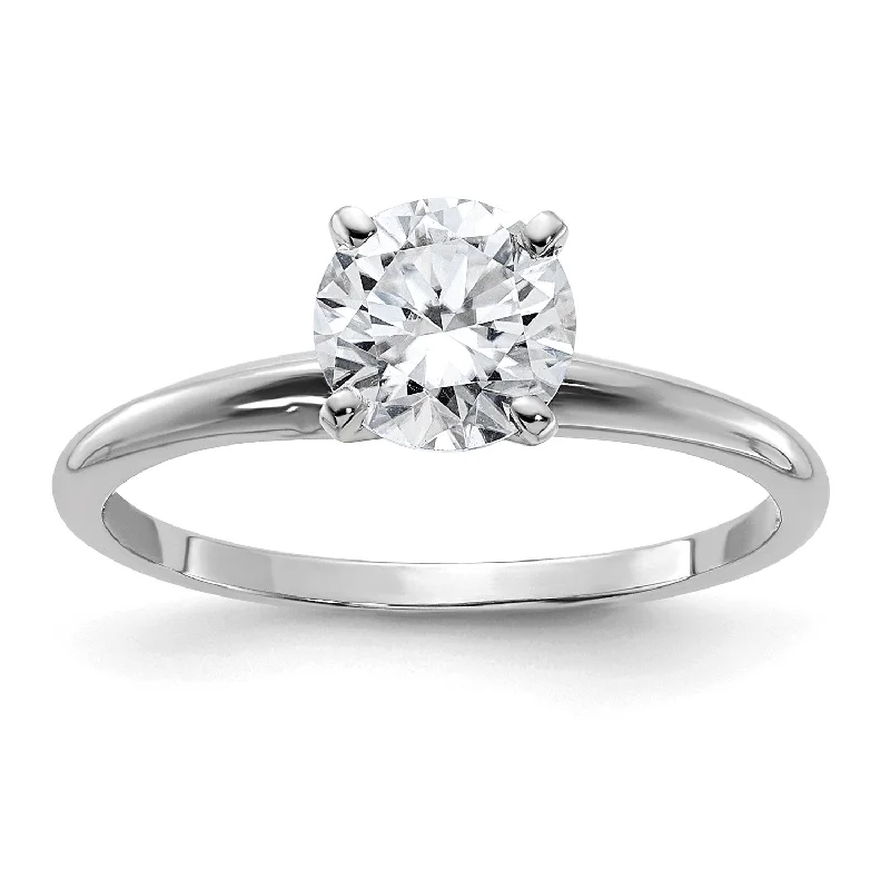 6.5MM Round Moissanite Solitaire Engagement Ring in 14KT White Gold; Size 7