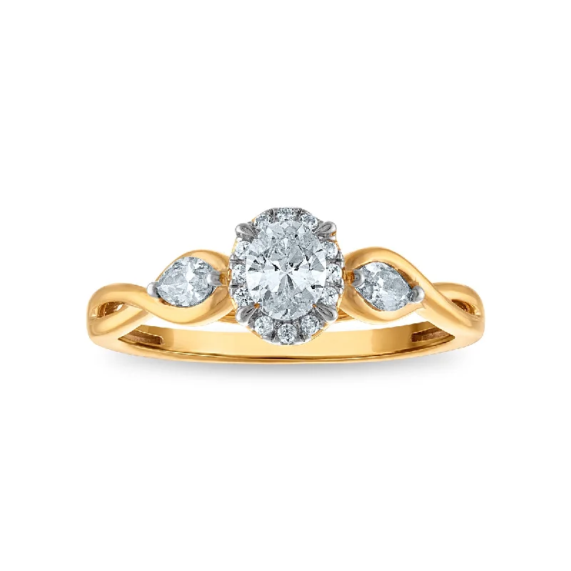 LoveSong EcoLove 1/2 CTW Lab Grown Diamond Halo Promise Ring in 10KT Yellow Gold