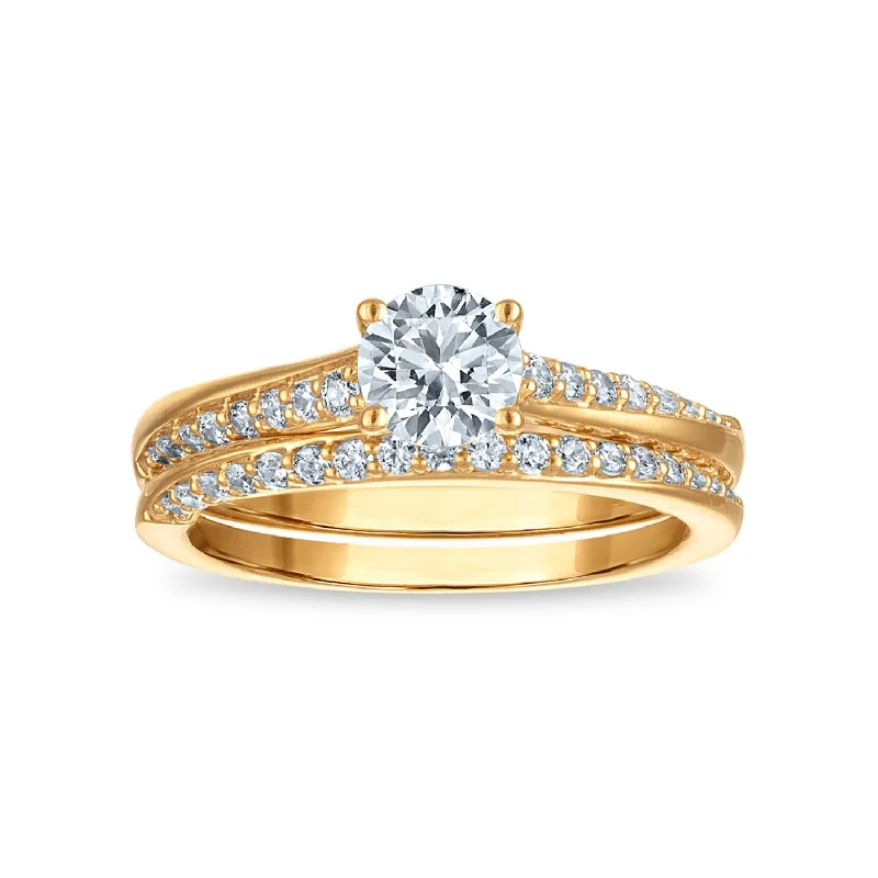 EcoLove Green Pure 1 CTW Lab Grown Diamond Bridal Set in 10KT Yellow Gold