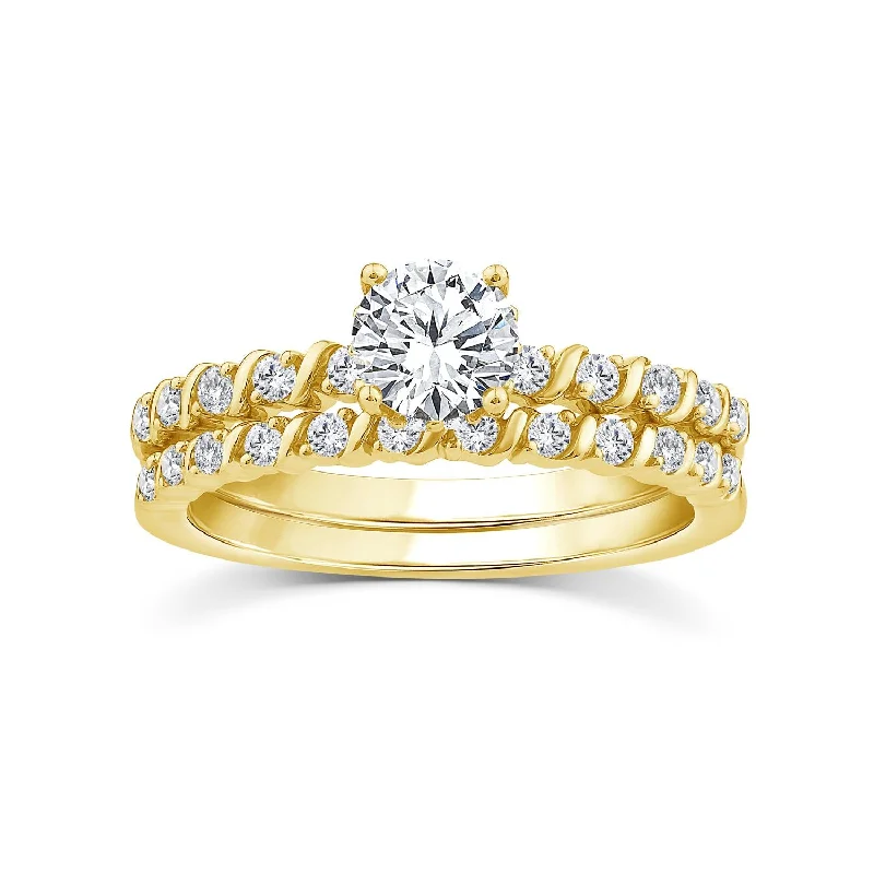 EcoLove Green Pure 1 CTW Lab Grown Diamond Bridal Set in 10KT Yellow Gold