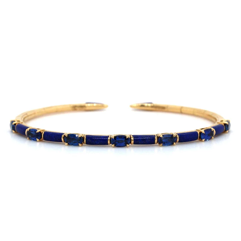 Etho Maria 18K Yellow Gold Sapphire and Lapis Cuff Bracelet