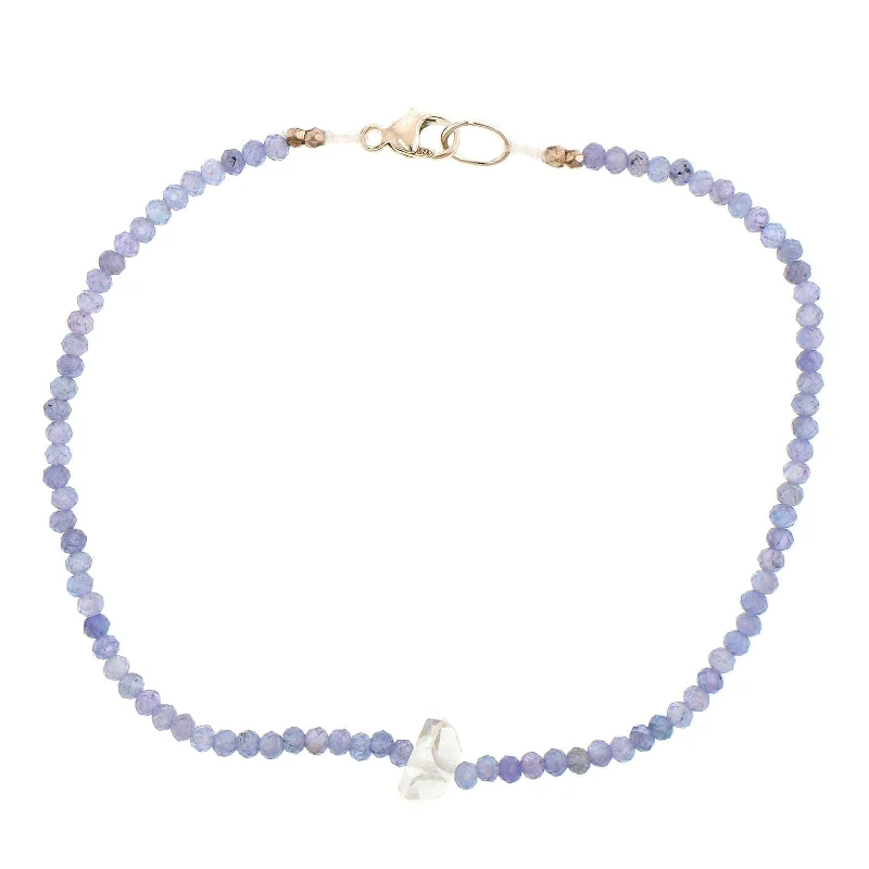 Sterling Silver Tanzanite Beaded Bracelet