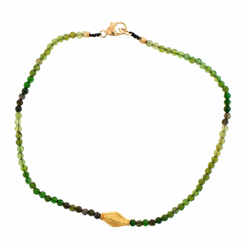 18K Yellow Gold Tourmaline Beaded Bracelet