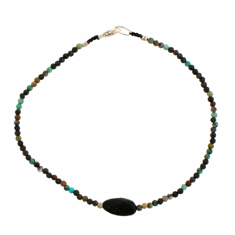 Sterling Silver Chrysocolla and Opal Beaded Bracelet