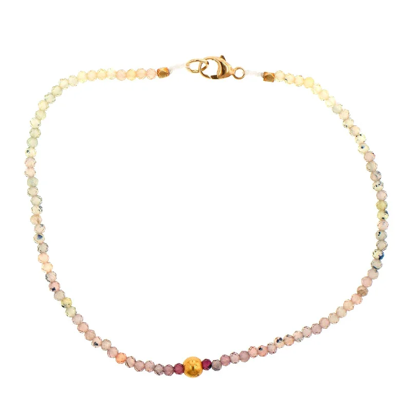 18K Yellow Gold Sapphire Beaded Bracelet