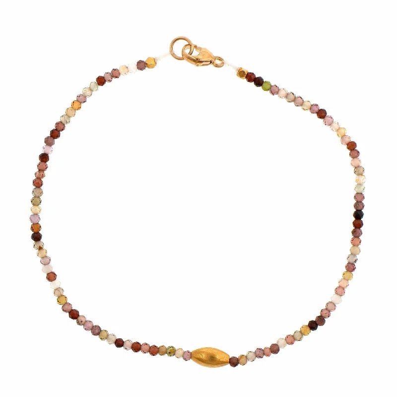 18K Yellow Gold Sapphire Beaded Bracelet