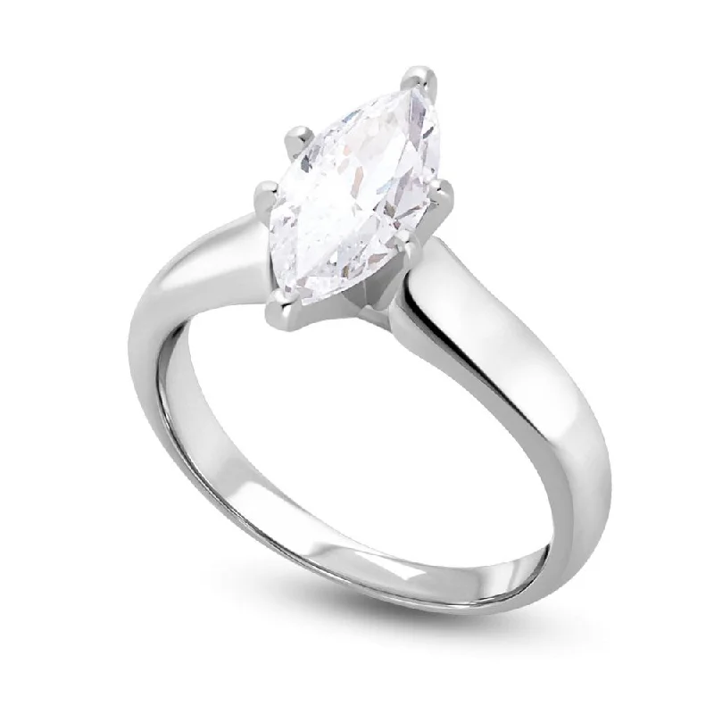 Signature Certificate 1/2 CTW Marquise Diamond Solitaire Engagement Ring in 14KT White Gold