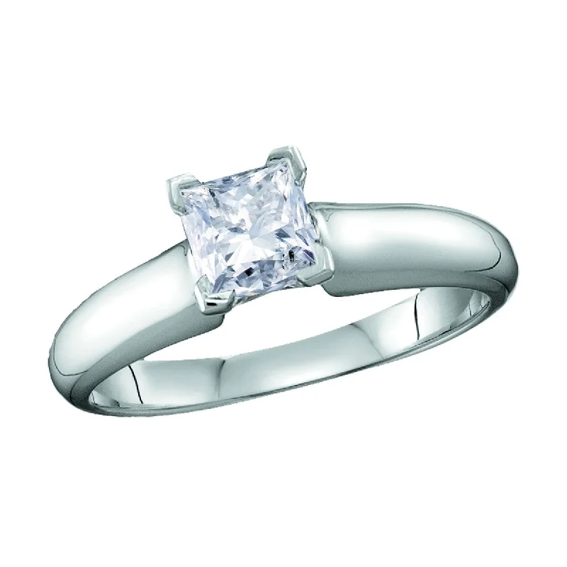 Signature Certificate 1/3 CTW Princess Cut Diamond Solitaire Engagement Ring in 14KT White Gold