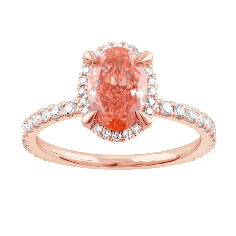 Signature EcoLove 2 CTW Fancy Pink Lab Grown Diamond Ring in 14KT Rose Gold