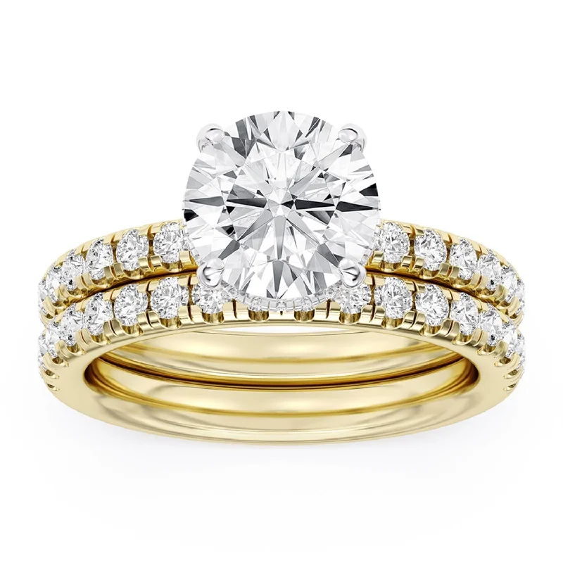 Signature EcoLove Diamond Dreams 3-3/4 CTW 100 Facet Centurion Diamond Bridal Set in 18KT Yellow Gold