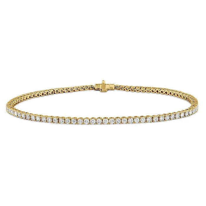 18K Yellow Gold 4 Prong Diamond Tennis Bracelet