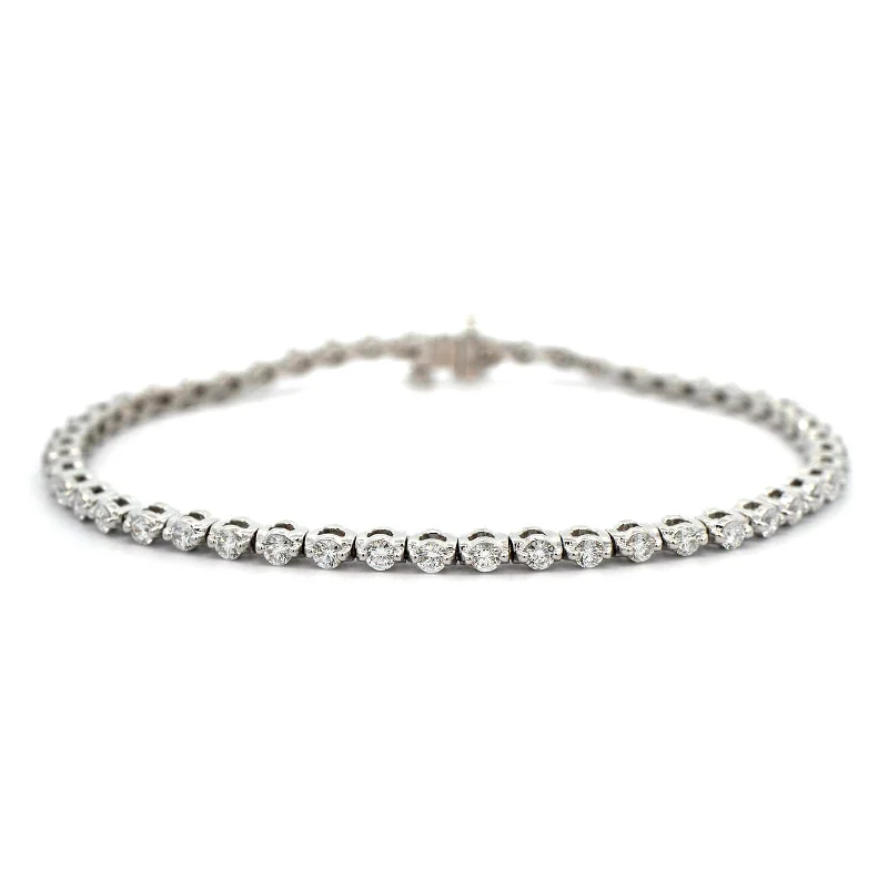 18K White Gold Single Prong Diamond Tennis Bracelet