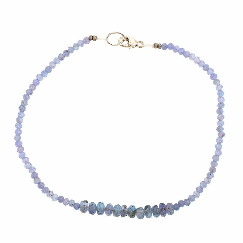 Sterling Silver Tanzanite Beaded Bracelet